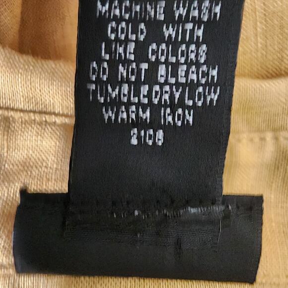 Rafaella Woman Tunic Top Size 10 Linen Shirt Yellow Button Up Long Sleeve Eyelet - Picture 10 of 10